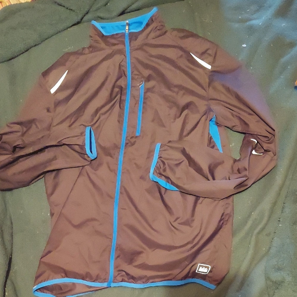 O.g. Gorp Core. Black All Seasons Wind Breaker With Blue Trim From Rei.